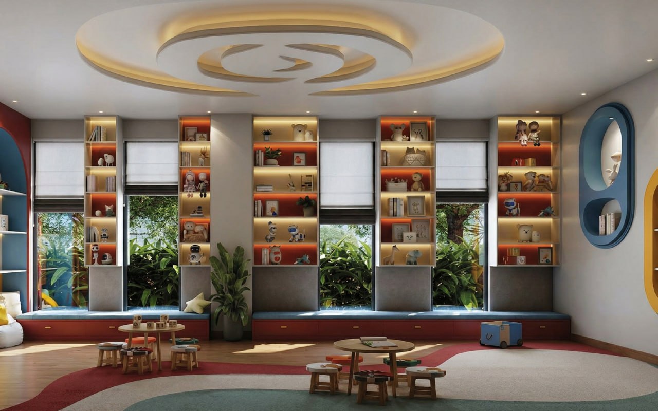Bright indoor children's activity space